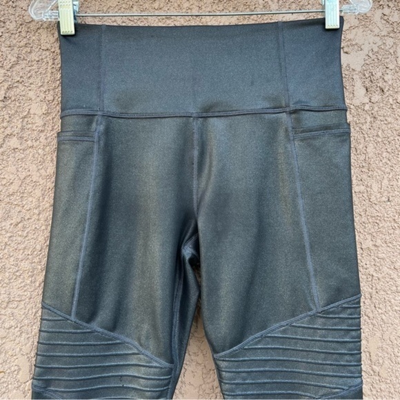 Athleta Inclination Moto tight Women’s Size Small Black‎ Metallic Pullon Style - Picture 6 of 17